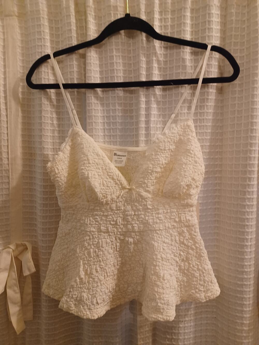 No Boundaries Textured White Peplum Cami Top